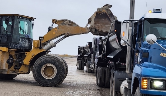 Trucks being loaded