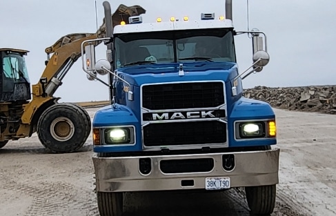 Blue Mack truck